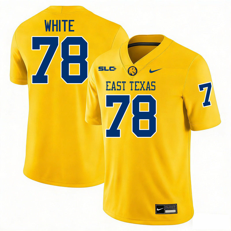 East Texas A&M Lions #78 Dwight White College Football Jerseys,Uniforms-Gold